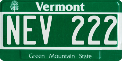 VT license plate NEV222