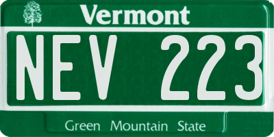 VT license plate NEV223