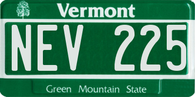 VT license plate NEV225