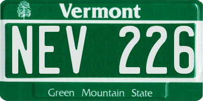 VT license plate NEV226
