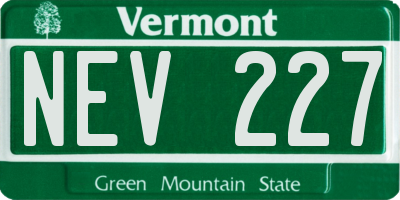 VT license plate NEV227