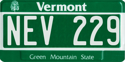 VT license plate NEV229