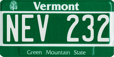 VT license plate NEV232