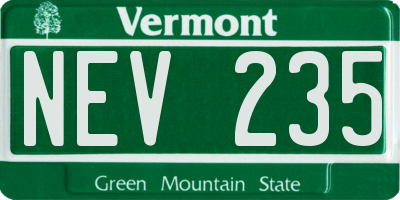 VT license plate NEV235