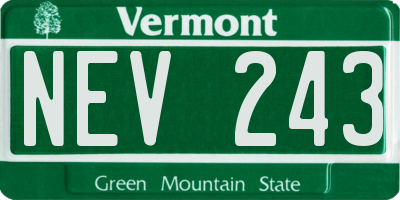 VT license plate NEV243