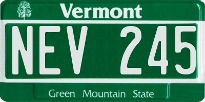 VT license plate NEV245
