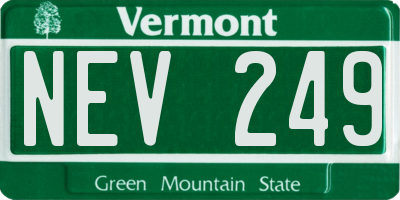 VT license plate NEV249