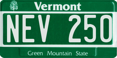 VT license plate NEV250
