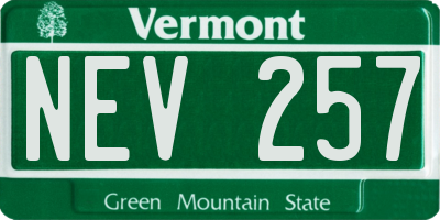 VT license plate NEV257