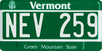 VT license plate NEV259