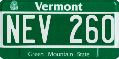 VT license plate NEV260