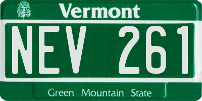 VT license plate NEV261