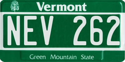 VT license plate NEV262