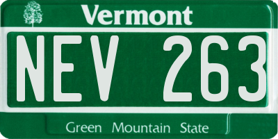VT license plate NEV263