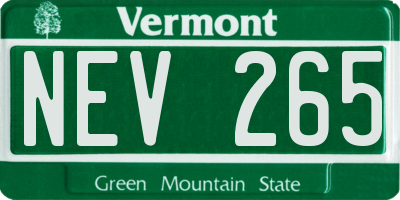 VT license plate NEV265