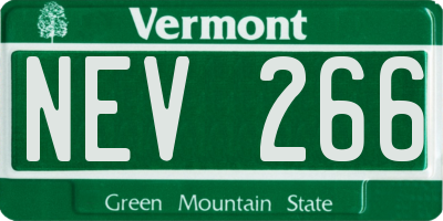 VT license plate NEV266