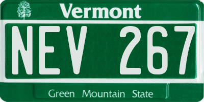 VT license plate NEV267