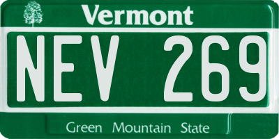 VT license plate NEV269