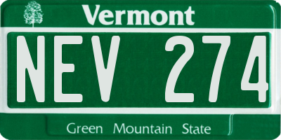 VT license plate NEV274