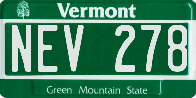 VT license plate NEV278