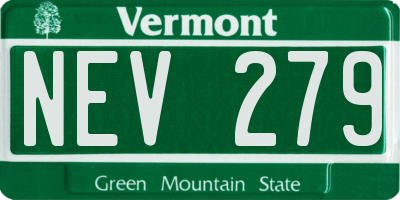 VT license plate NEV279