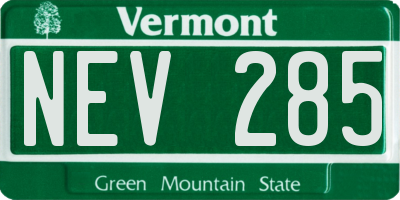 VT license plate NEV285
