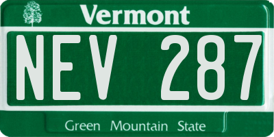 VT license plate NEV287