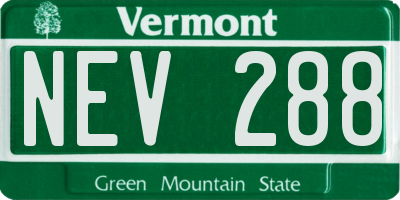 VT license plate NEV288