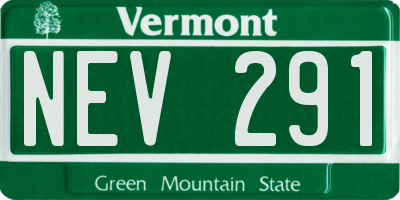 VT license plate NEV291
