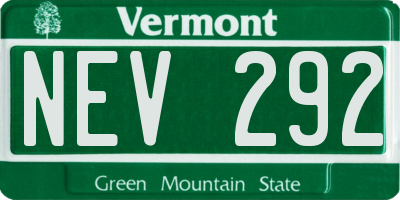 VT license plate NEV292