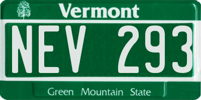 VT license plate NEV293