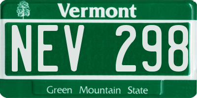 VT license plate NEV298
