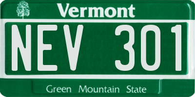 VT license plate NEV301