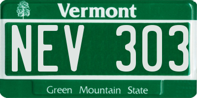 VT license plate NEV303