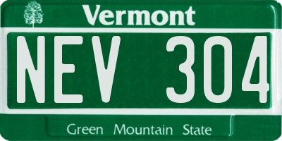 VT license plate NEV304