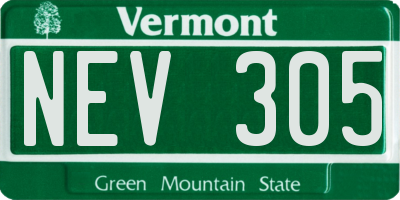VT license plate NEV305