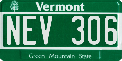 VT license plate NEV306