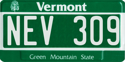 VT license plate NEV309