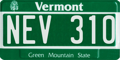 VT license plate NEV310