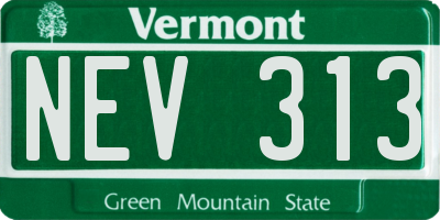 VT license plate NEV313