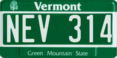VT license plate NEV314