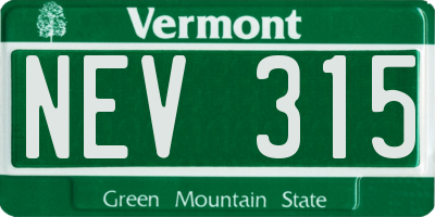 VT license plate NEV315