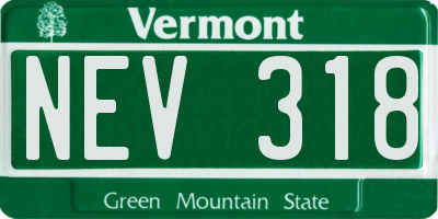 VT license plate NEV318