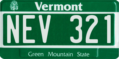 VT license plate NEV321