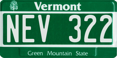 VT license plate NEV322