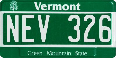 VT license plate NEV326