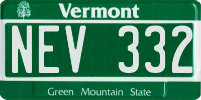 VT license plate NEV332