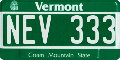 VT license plate NEV333
