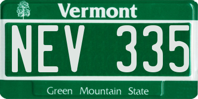 VT license plate NEV335
