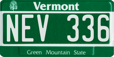VT license plate NEV336